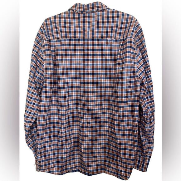 Tommy Bahama Orange/Blue Plaid Long Sleeve Coastal Flip Cuff Button Up Shirt XL - Picture 2 of 9
